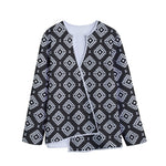 Black And White Navajo Pattern Print Long Sleeve Short Coat