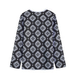 Black And White Navajo Pattern Print Long Sleeve Short Coat