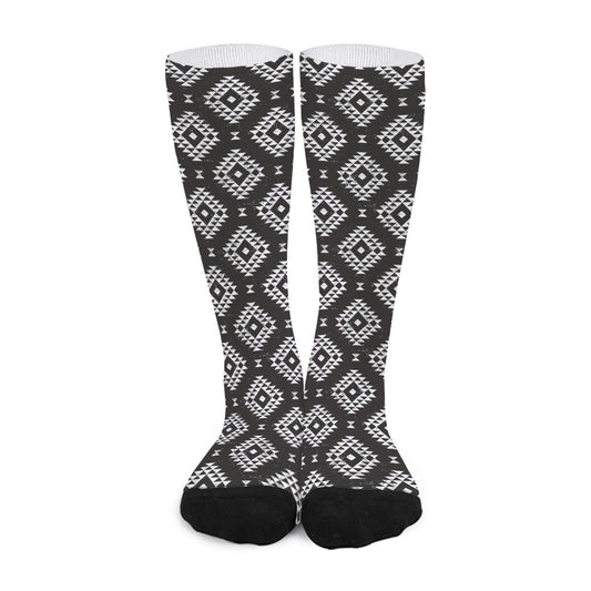 Black And White Navajo Pattern Print Long Socks