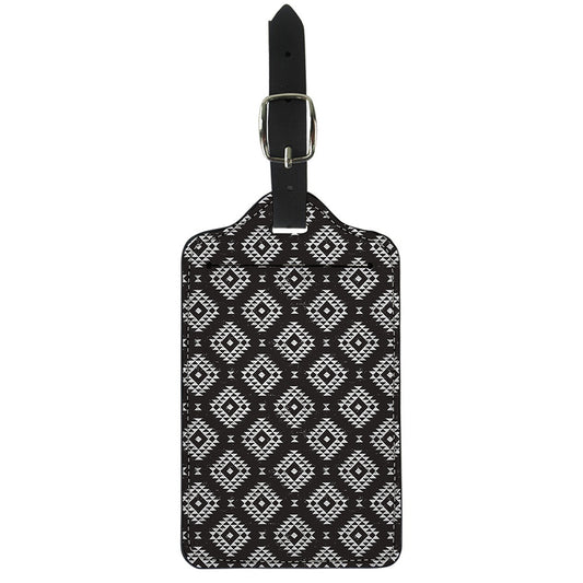 Black And White Navajo Pattern Print Luggage Tag