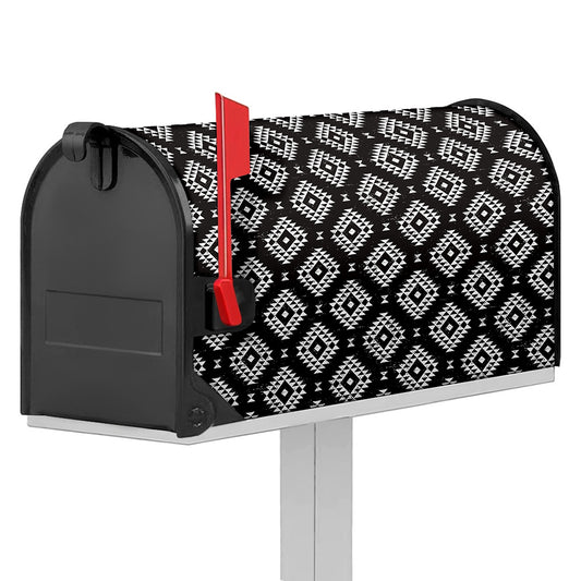 Black And White Navajo Pattern Print Mailbox Cover