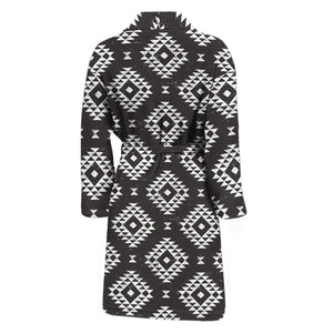 Black And White Navajo Pattern Print Men's Bathrobe