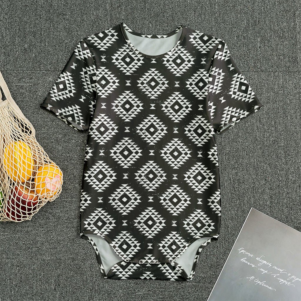 Black And White Navajo Pattern Print Men's Bodysuit