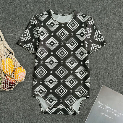 Black And White Navajo Pattern Print Men's Bodysuit