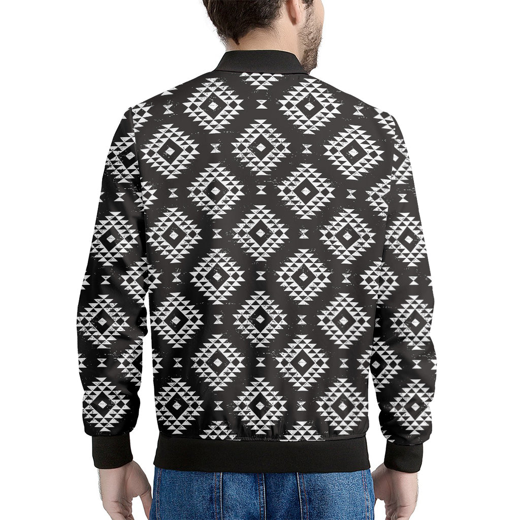 Black And White Navajo Pattern Print Men's Bomber Jacket