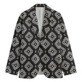 Black And White Navajo Pattern Print Men's Cotton Blazer