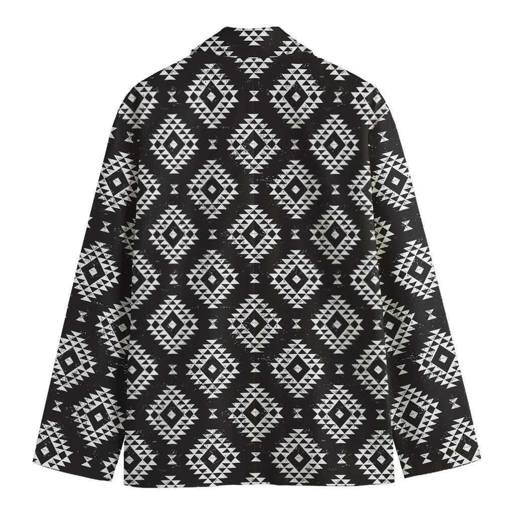 Black And White Navajo Pattern Print Men's Cotton Blazer