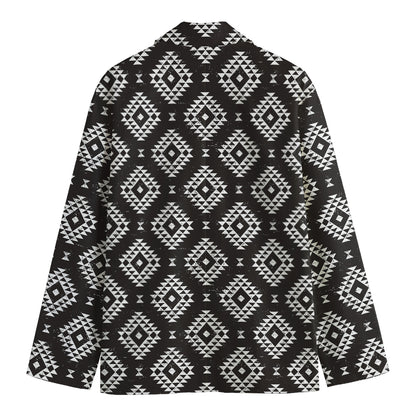 Black And White Navajo Pattern Print Men's Cotton Blazer