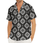 Black And White Navajo Pattern Print Men's Deep V-Neck Shirt