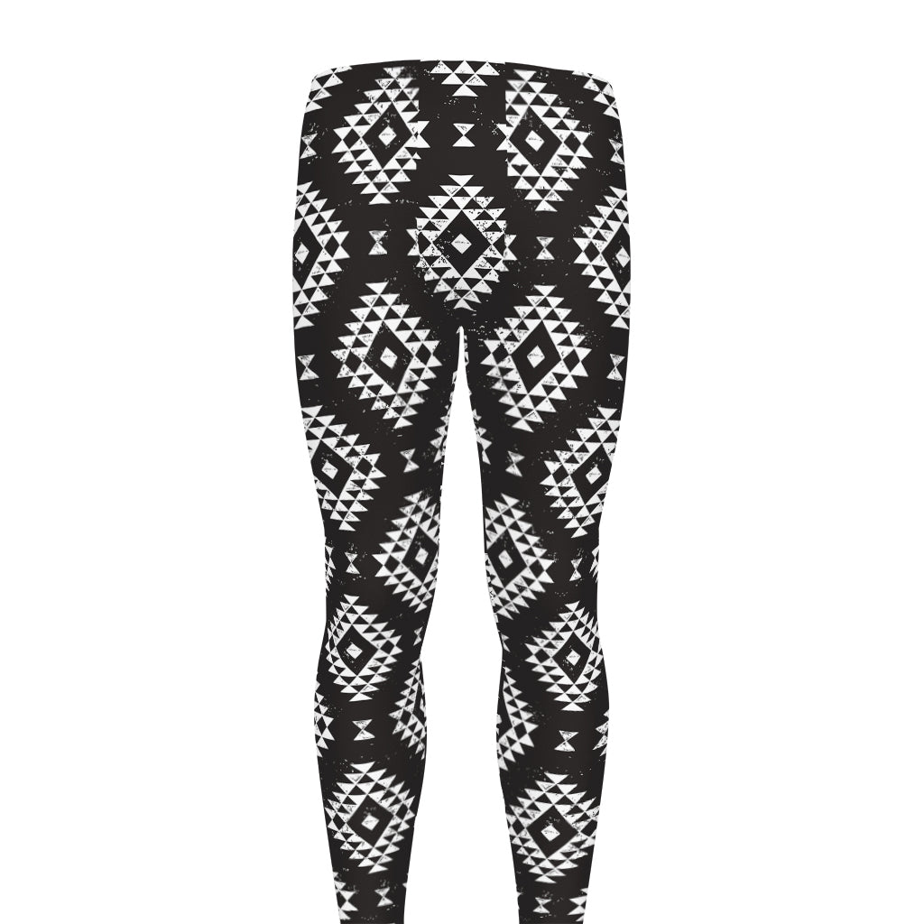 Black And White Navajo Pattern Print Men's leggings