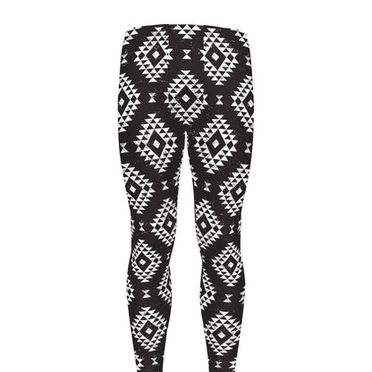 Black And White Navajo Pattern Print Men's leggings