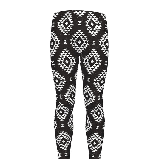 Black And White Navajo Pattern Print Men's leggings