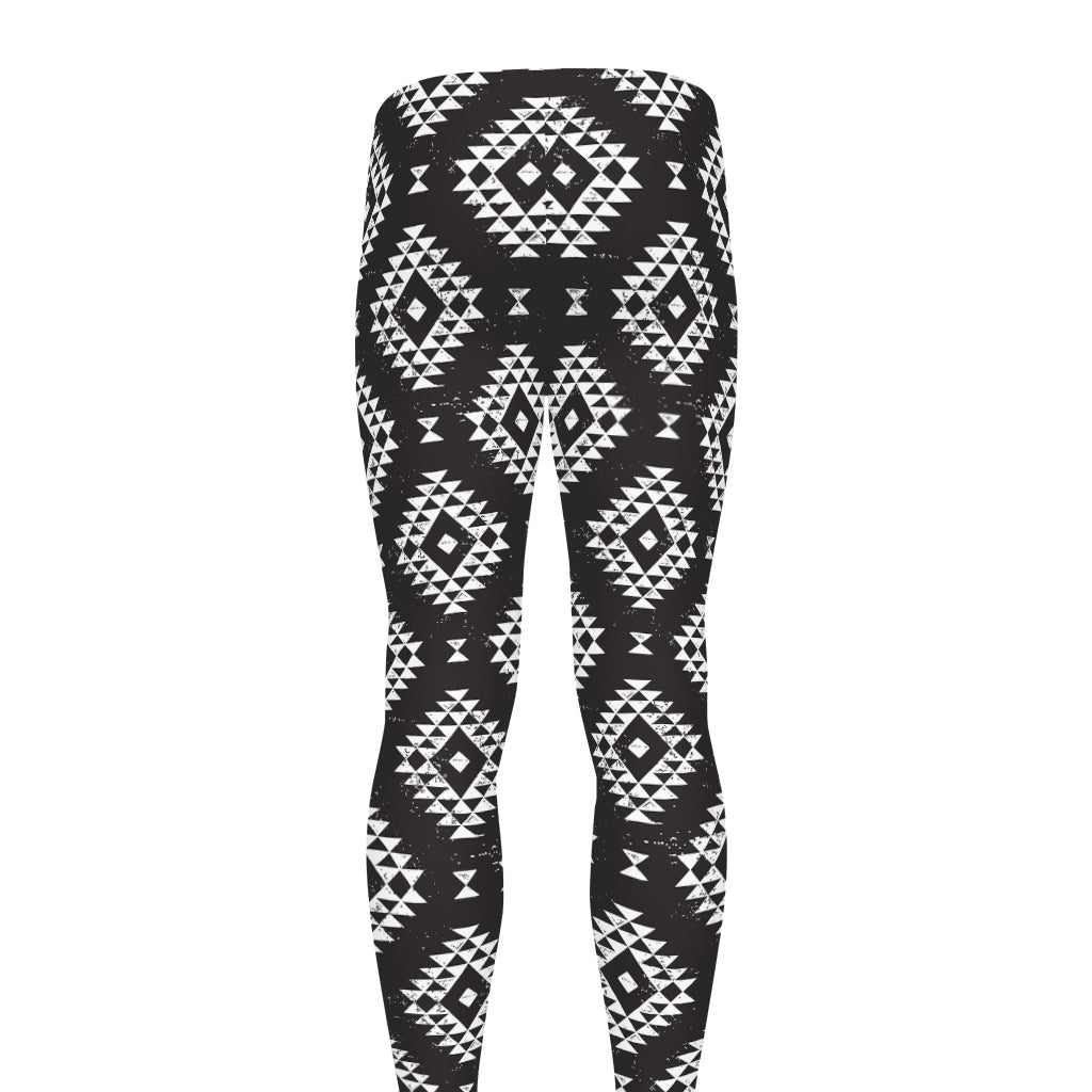 Black And White Navajo Pattern Print Men's leggings