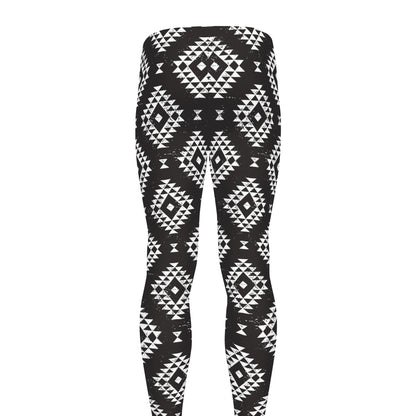 Black And White Navajo Pattern Print Men's leggings
