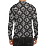 Black And White Navajo Pattern Print Men's Long Sleeve Rash Guard