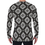 Black And White Navajo Pattern Print Men's Long Sleeve T-Shirt