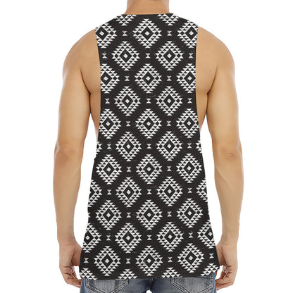 Black And White Navajo Pattern Print Men's Muscle Tank Top
