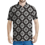 Black And White Navajo Pattern Print Men's Polo Shirt