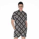 Black And White Navajo Pattern Print Men's Rompers