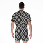 Black And White Navajo Pattern Print Men's Rompers
