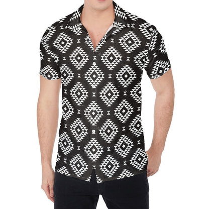 Black And White Navajo Pattern Print Men's Shirt