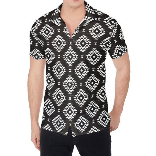 Black And White Navajo Pattern Print Men's Shirt
