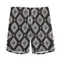 Black And White Navajo Pattern Print Men's Athletic Shorts