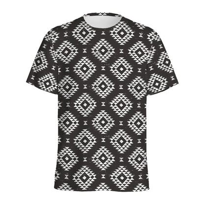 Black And White Navajo Pattern Print Men's Sports T-Shirt