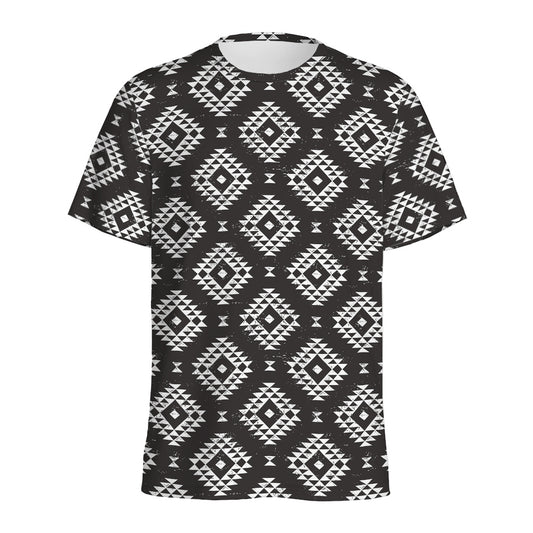 Black And White Navajo Pattern Print Men's Sports T-Shirt