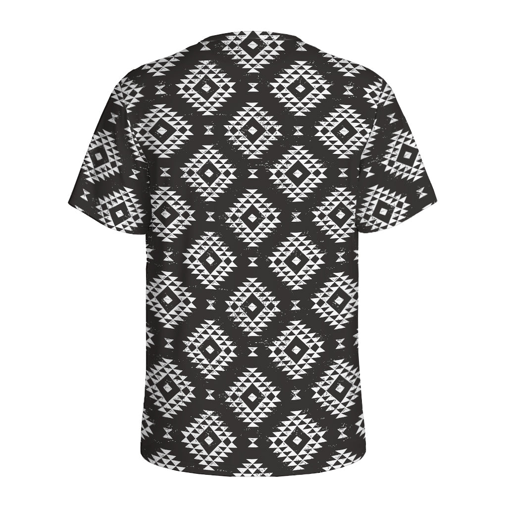 Black And White Navajo Pattern Print Men's Sports T-Shirt