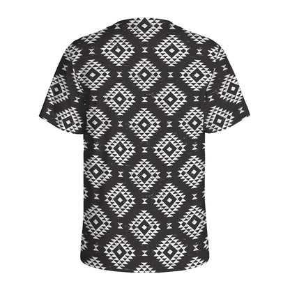 Black And White Navajo Pattern Print Men's Sports T-Shirt
