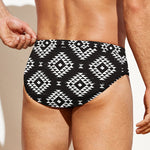 Black And White Navajo Pattern Print Men's Swim Briefs