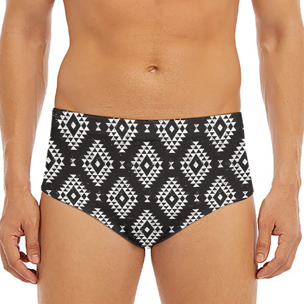 Black And White Navajo Pattern Print Men's Triangle Swim Briefs