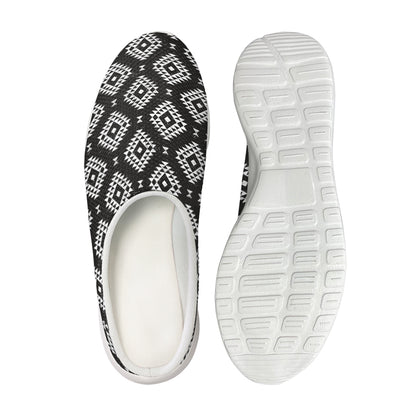 Black And White Navajo Pattern Print Mesh Casual Shoes