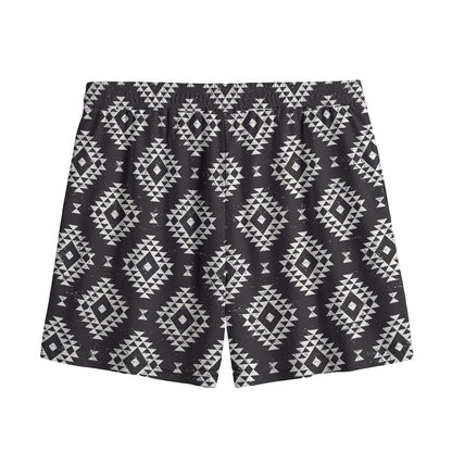 Black And White Navajo Pattern Print Mesh Shorts