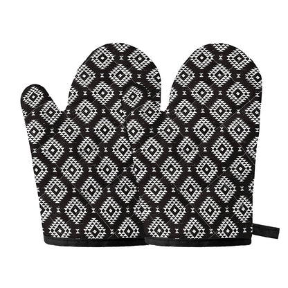 Black And White Navajo Pattern Print Oven Mitts