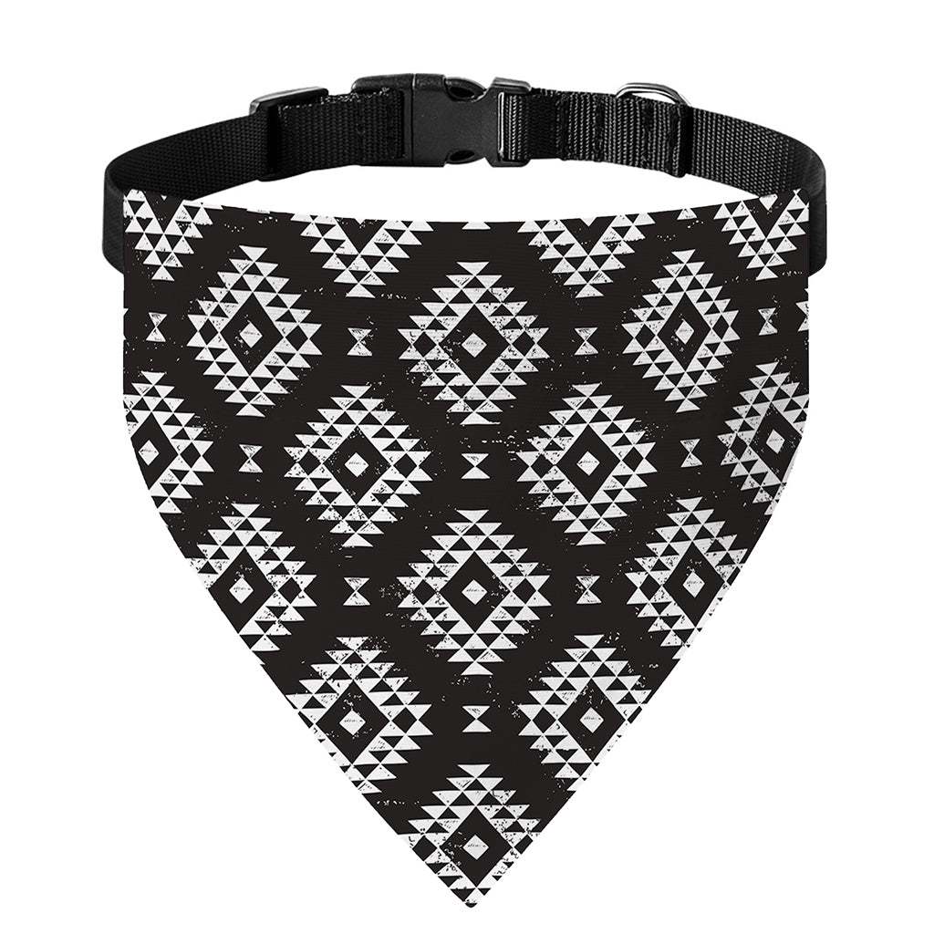 Black And White Navajo Pattern Print Over The Collar Dog Bandana