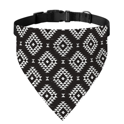 Black And White Navajo Pattern Print Over The Collar Dog Bandana
