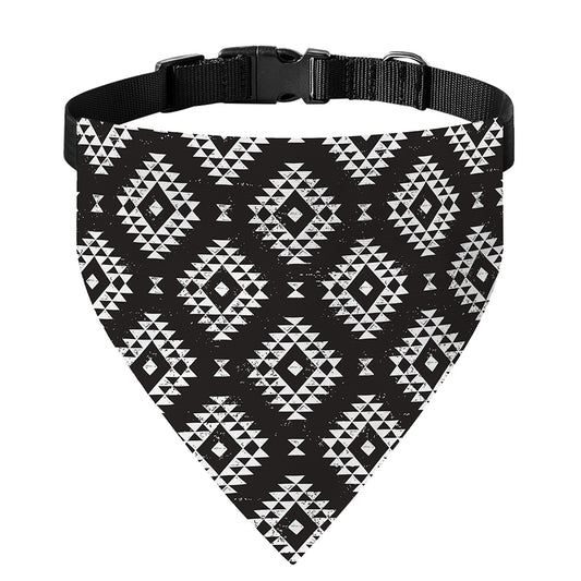 Black And White Navajo Pattern Print Over The Collar Dog Bandana
