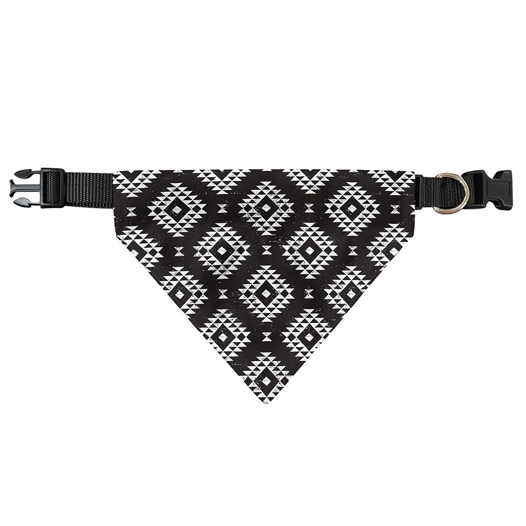 Black And White Navajo Pattern Print Over The Collar Dog Bandana