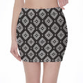 Black And White Navajo Pattern Print Pencil Mini Skirt
