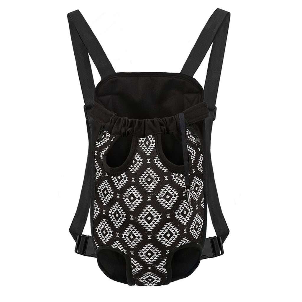 Black And White Navajo Pattern Print Pet Carrier Backpack