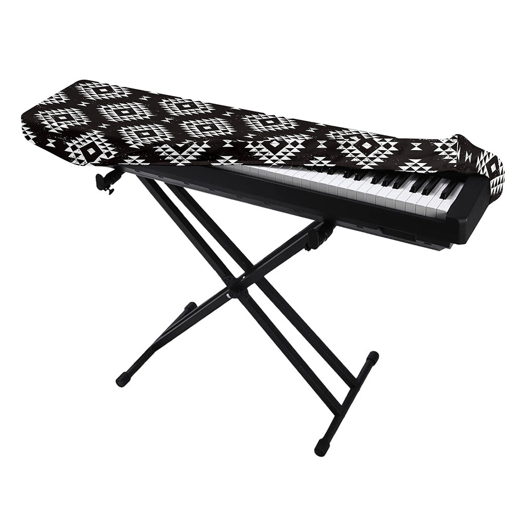 Black And White Navajo Pattern Print Piano Keyboard Cover