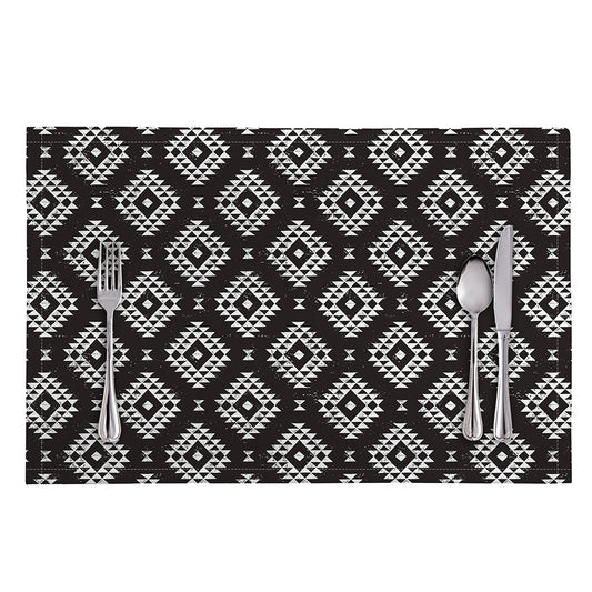 Black And White Navajo Pattern Print Placemat