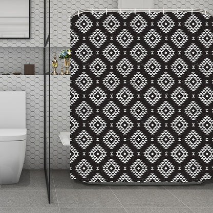 Black And White Navajo Pattern Print Polyester Shower Curtain