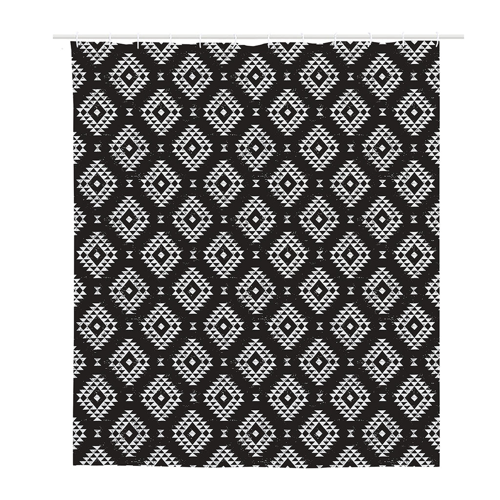 Black And White Navajo Pattern Print Polyester Shower Curtain