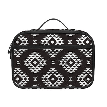 Black And White Navajo Pattern Print Portable Lunch Bag
