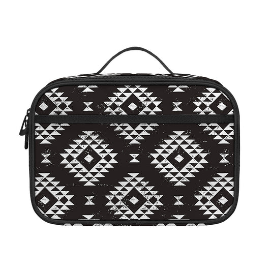 Black And White Navajo Pattern Print Portable Lunch Bag