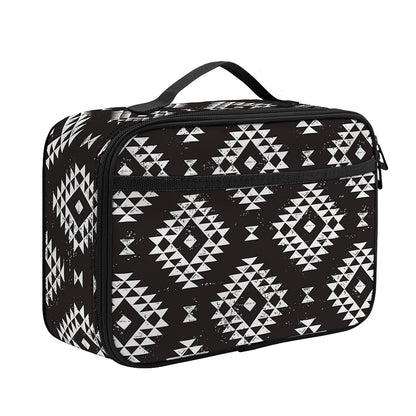 Black And White Navajo Pattern Print Portable Lunch Bag