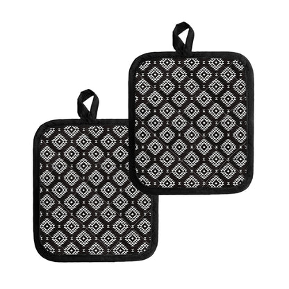 Black And White Navajo Pattern Print Pot Holders